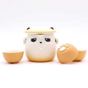 Orange Panda Teapot Set with Three Cups