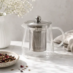 Flask-Shaped Glass Infuser Teapot, 350 ml