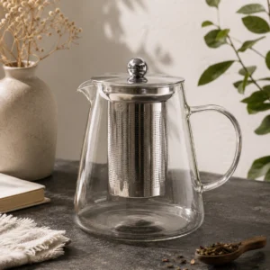 Flask-Shaped Glass Infuser Teapot, 950 ml