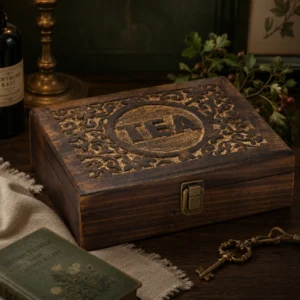 Mango Carved Tea Box, 12 Compartments