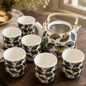 Herbal Teapot Set with China Fans