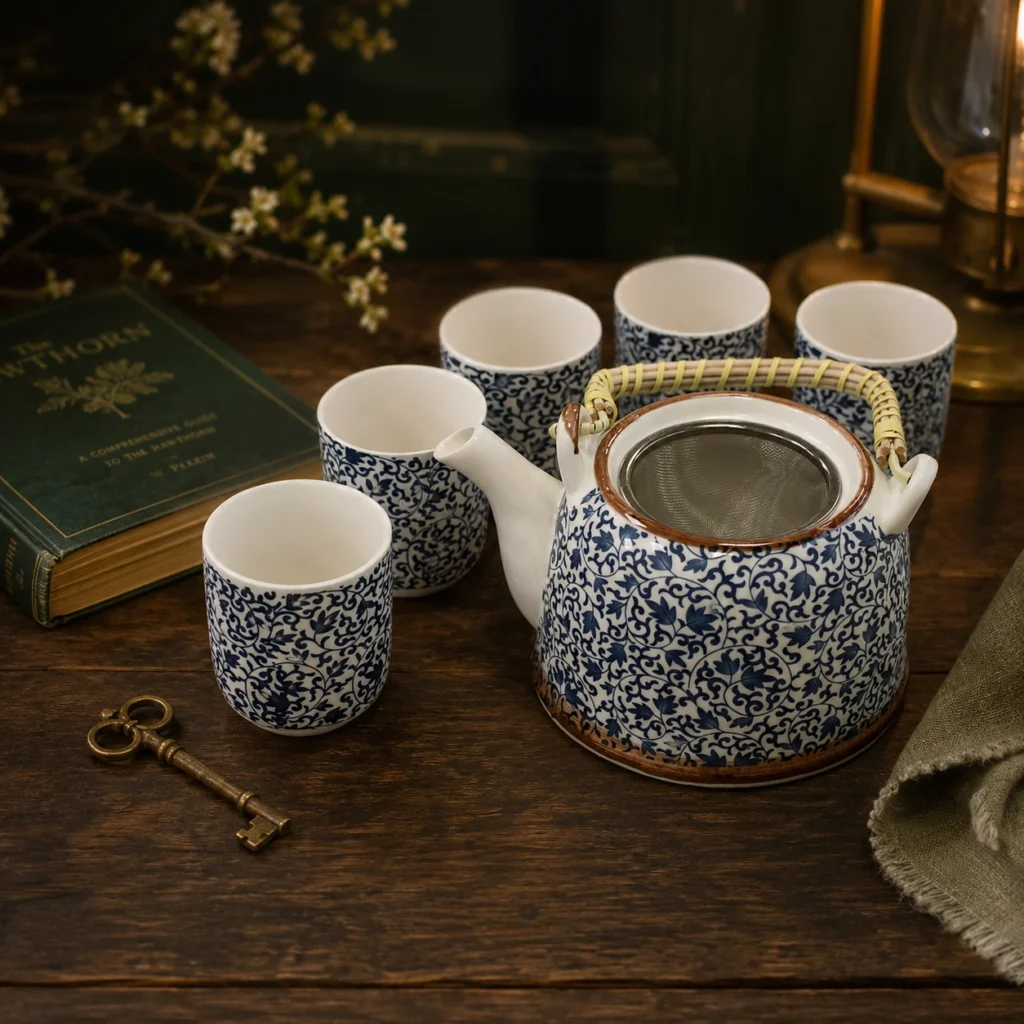 Blue Pattern Herbal Teapot Set