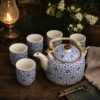 Blue Star Herbal Teapot Set