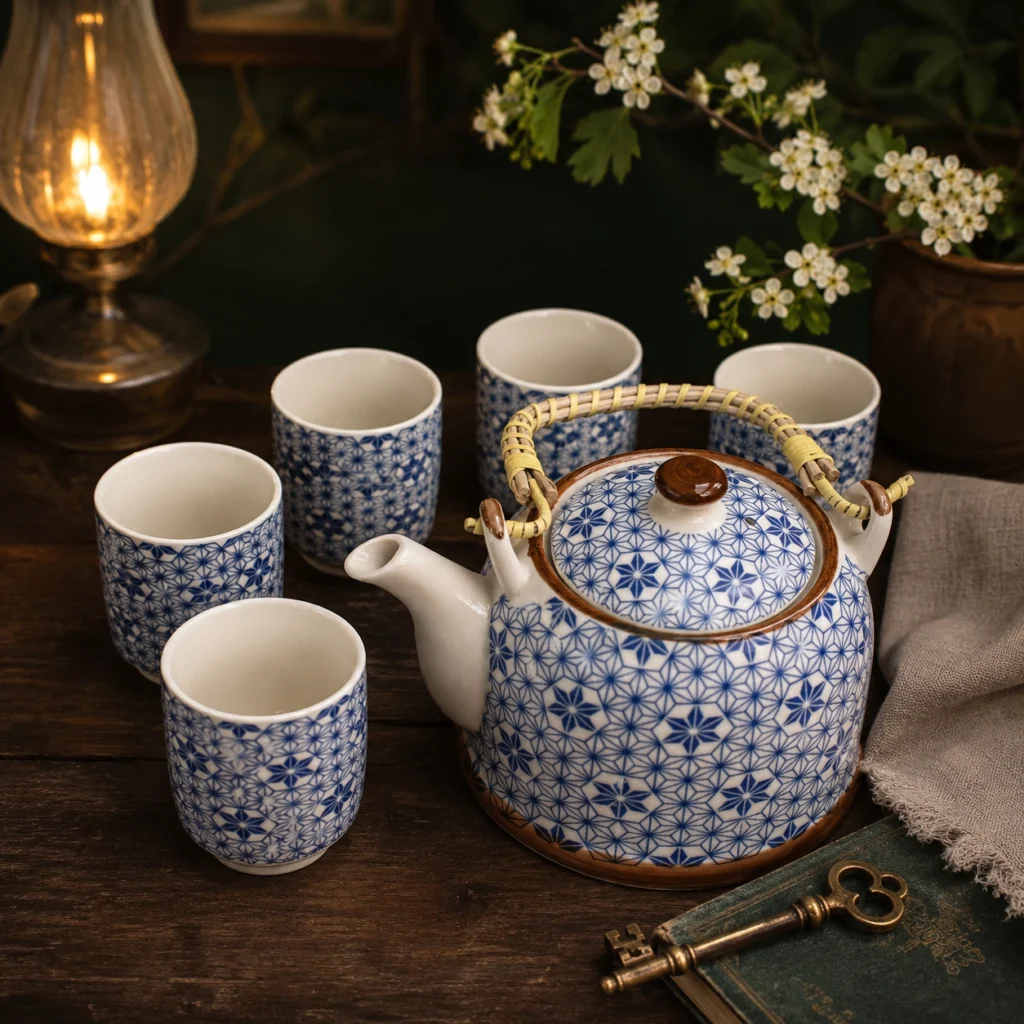 Blue Star Herbal Teapot Set