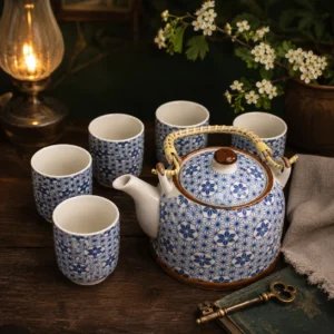 Blue Star Herbal Teapot Set