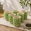 Green Daisey Herbal Tea Cups, Set of 6